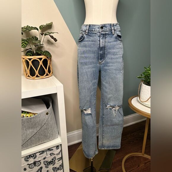 Le Jean by Charlie Gay Mia Relaxed Straight Jeans Distressed High-Rise Denim 28 - Picture 2 of 12